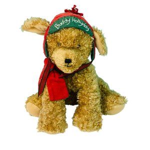 2002 Hallmark Buddy Hollyday 9" Plush Holiday Dog Bunnies by the Bay Christmas